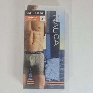 Nautica Boxer Briefs Mens XL Blue Heathers Classic Fit Tagless Soft Stretch NEW‎